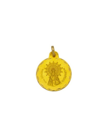 Medalla Redonda de la Virgen de Linarejos en Oro 18k