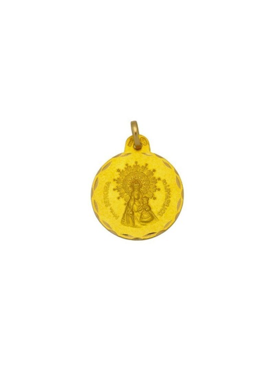 Medalla Redonda de la Virgen de Linarejos en Oro 18k