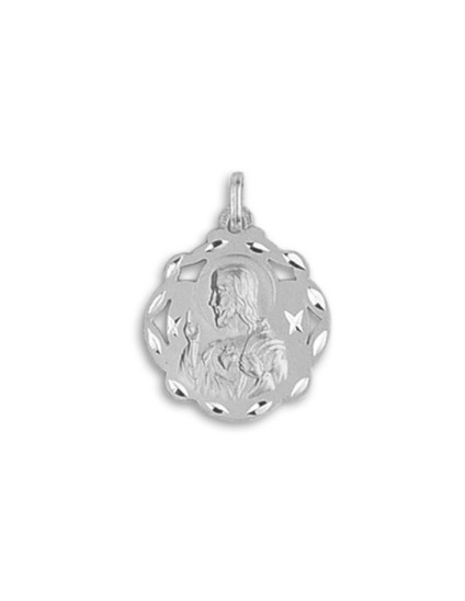 Medalha Calada Coração Sagrado Prata 925 com Envio Grátis