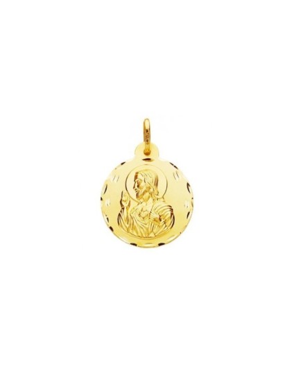 Medalla Redonda Sagrado Corazon Oro 18k + Colgante
