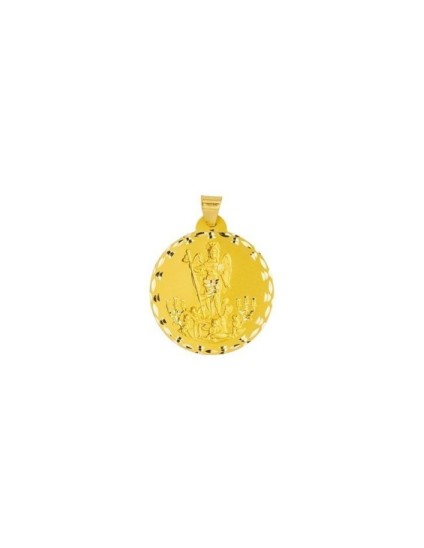 Medalla Redonda de San Rafael en Oro 18k