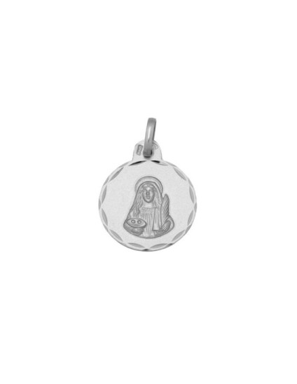 Medalla Redonda Santa Lucia Plata 925 - Envío Rápido