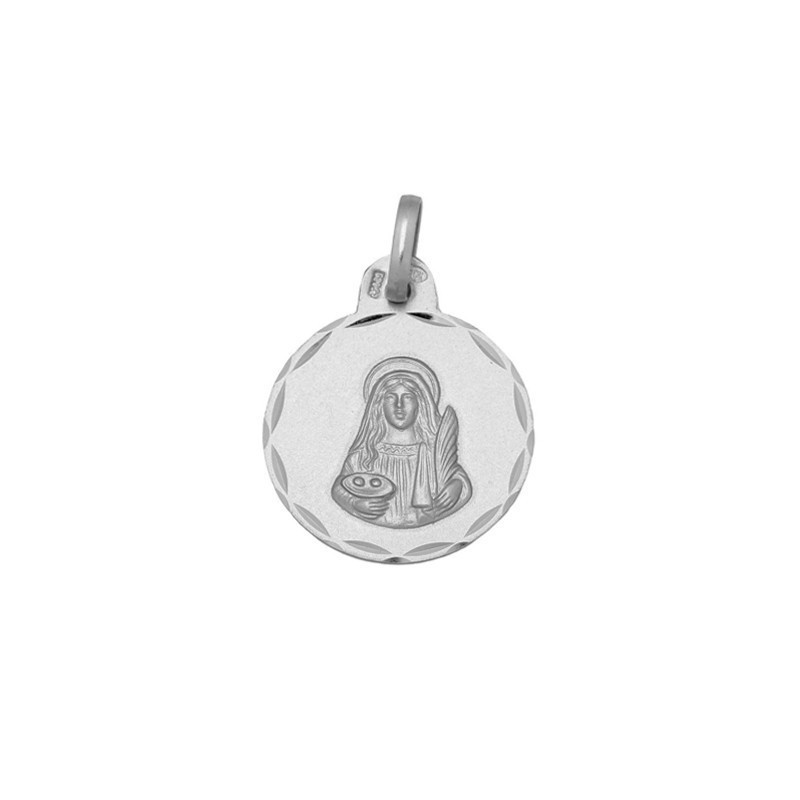 Medalha Redonda Santa Luzia Prata 925 - Envio Rápido