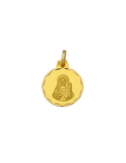 Medalla Redonda Santa Lucia Oro 18k - Envío Rápido