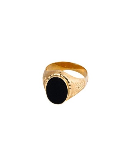 Anillo Sello Hombre 3002003 Oro 18 K - Piedra Negra | Joyería Parejo