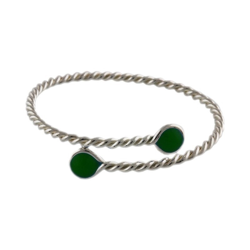 Pulsera Plata Ley Tomiza Esmalte Verde | Comprar Online