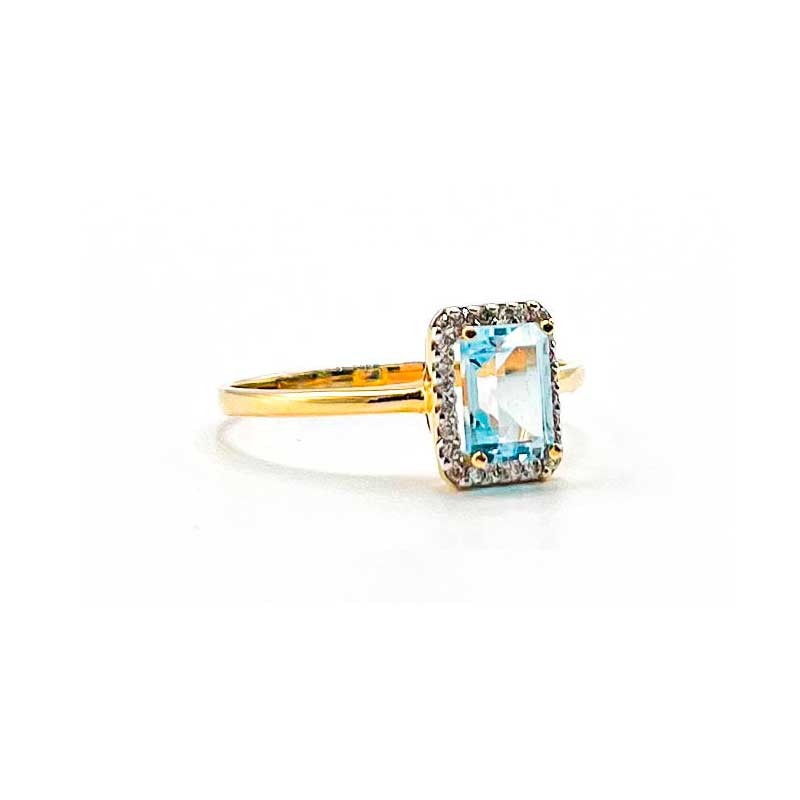 Anillo Oro 18K Aguamarina y Circonitas A185/15951/6 Mujer