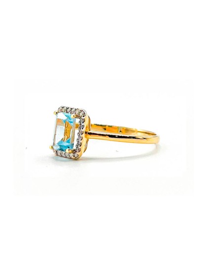 Anillo Oro 18K Aguamarina y Circonitas A185/15951/6 Mujer
