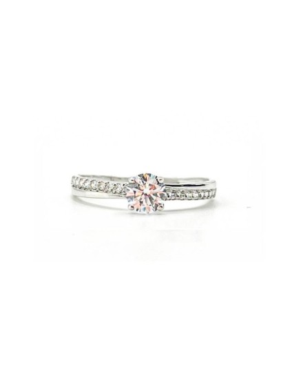 Anillo Oro Blanco 18K Solitario Circonitas DMT226 Mujer | Joyería Parejo