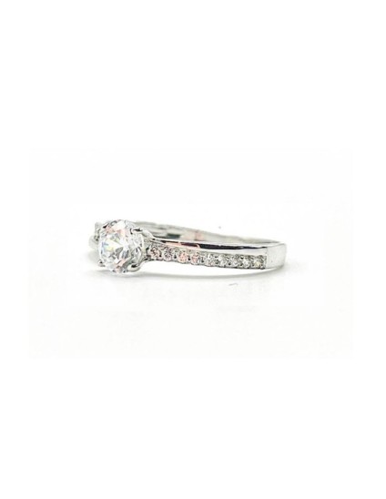 Anillo Oro Blanco 18K Solitario Circonitas DMT226 Mujer | Joyería Parejo