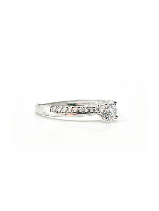 Anillo Oro Blanco 18K Solitario Circonitas DMT226 Mujer | Joyería Parejo