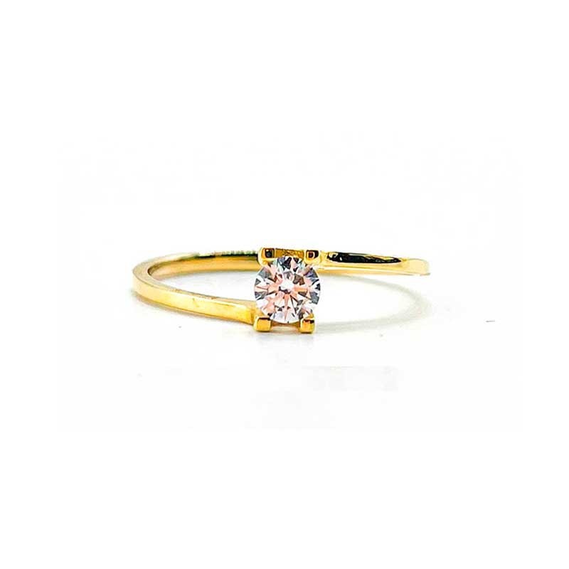 Anillo Oro 18K Solitario Circonita EMT309 Mujer