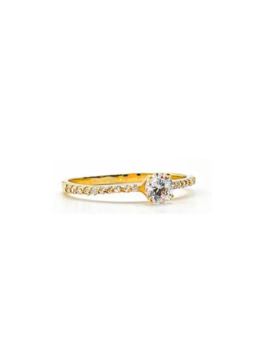 Anillo Oro 18K Solitario Circonitas 612-9578-S/OA Mujer | Joyería Parejo