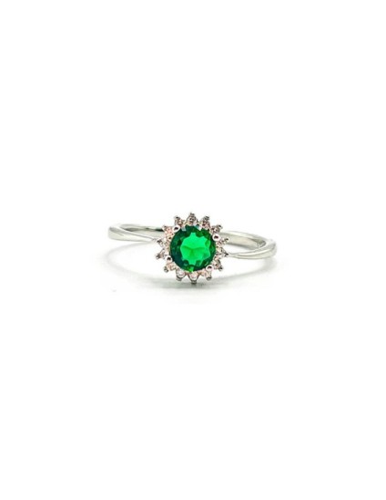 Anillo Plata 925 Solitario Piedra Verde CTS298 Mujer | Joyería Parejo