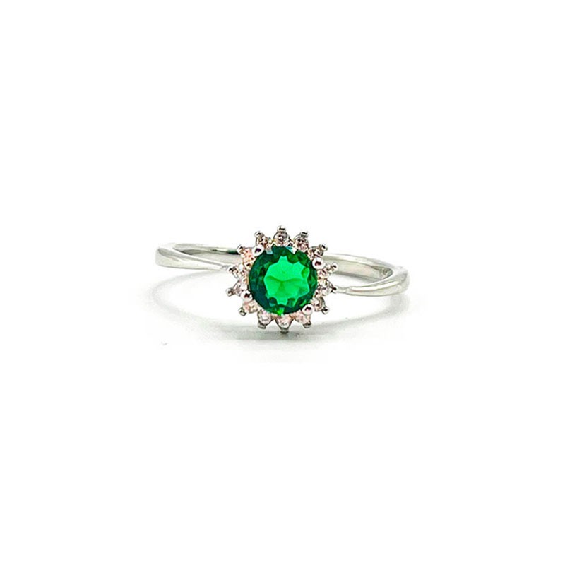 Anillo Plata 925 Solitario Piedra Verde CTS298 Mujer | Joyería Parejo