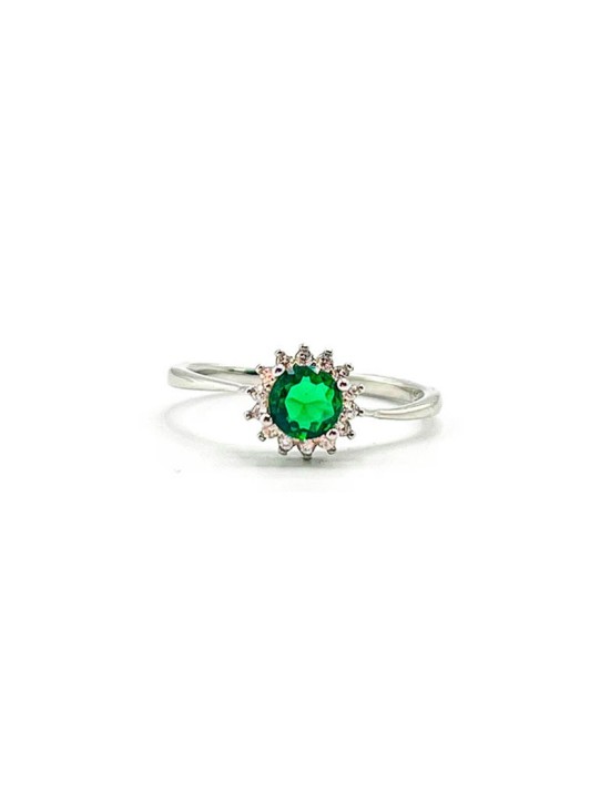 Anillo Plata 925 Solitario Piedra Verde CTS298 Mujer | Joyería Parejo