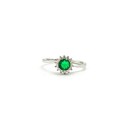 Anillo Plata 925 Solitario Piedra Verde y Circonitas CTS298 Mujer