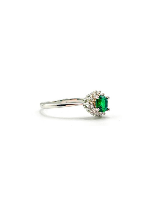 Anillo Plata 925 Solitario Piedra Verde CTS298 Mujer | Joyería Parejo