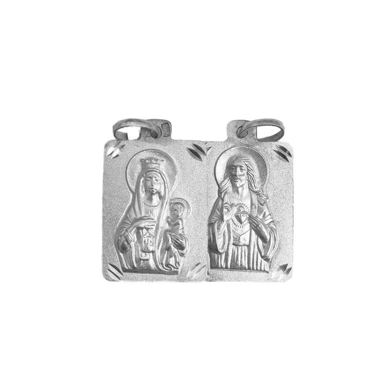 Escapulario Virgen del Carmen - Sagrado Corazón Plata | Joyería Parejo