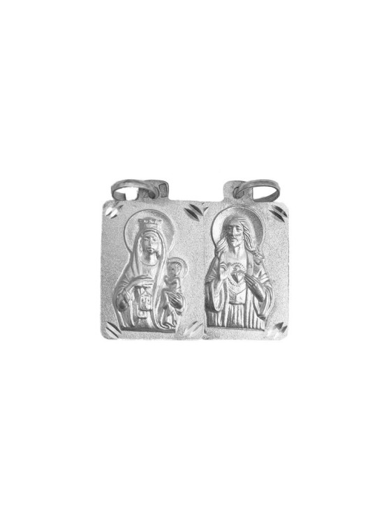 Escapulario Virgen del Carmen - Sagrado Corazón Plata | Joyería Parejo