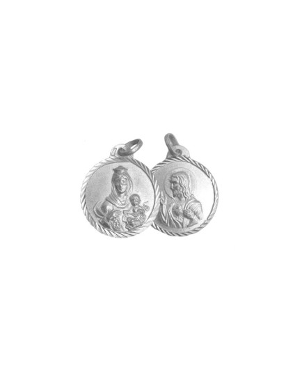 Medalla Borde Tallado Carmen - Sagrado Corazón Plata | Joyería Parejo