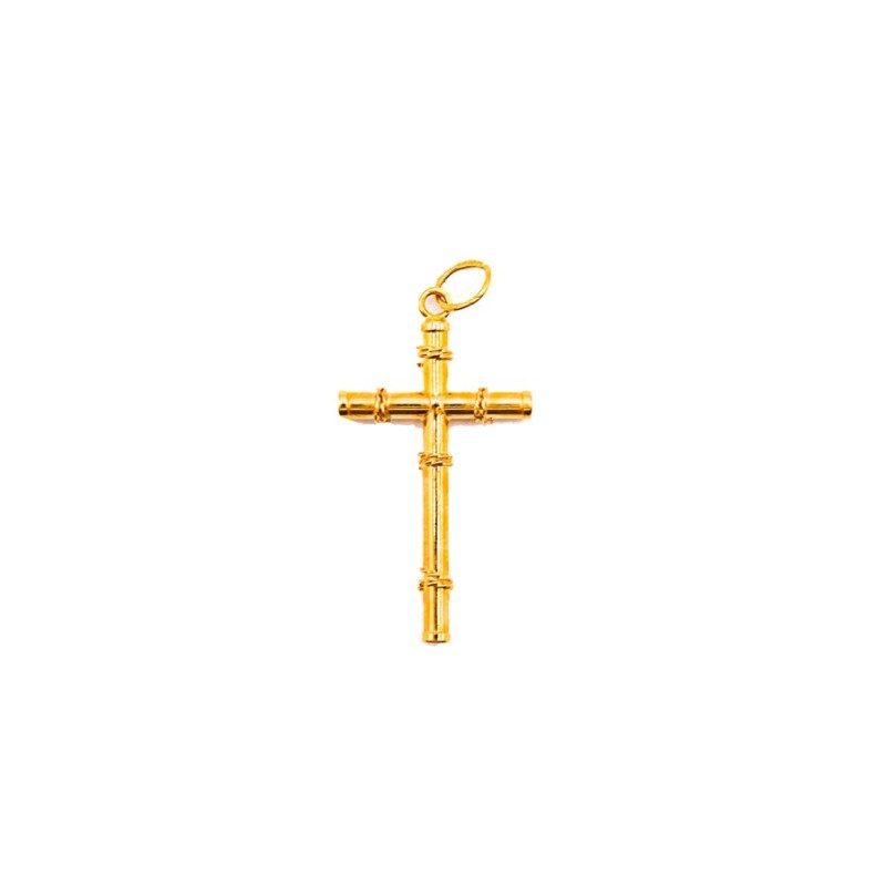 Cruz Tubo Tallada Oro 18K 771 | Joyería Parejo
