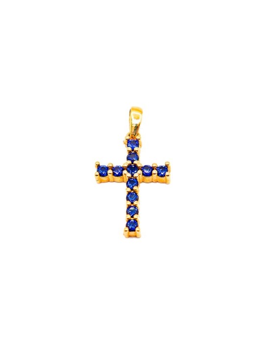 Cruz Piedras Azules Oro 18K 623-4751017C-OA/A | Joyería Parejo