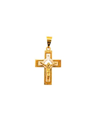 Cruz Plana Calada con Cristo Oro 18K 01550069 | Joyería Parejo