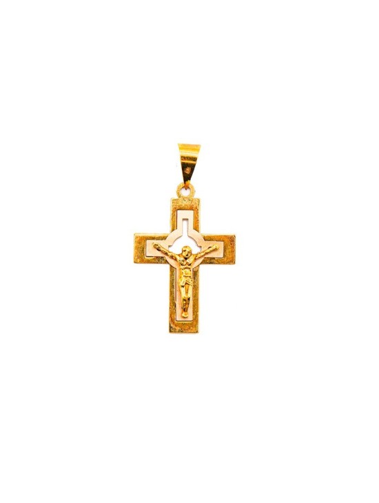 Cruz Plana Calada con Cristo Oro 18K 01550069 | Joyería Parejo