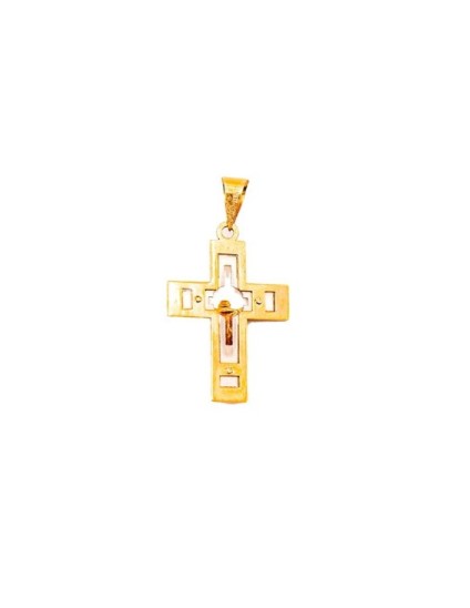 Cruz Plana Calada con Cristo Oro 18K 01550069 | Joyería Parejo