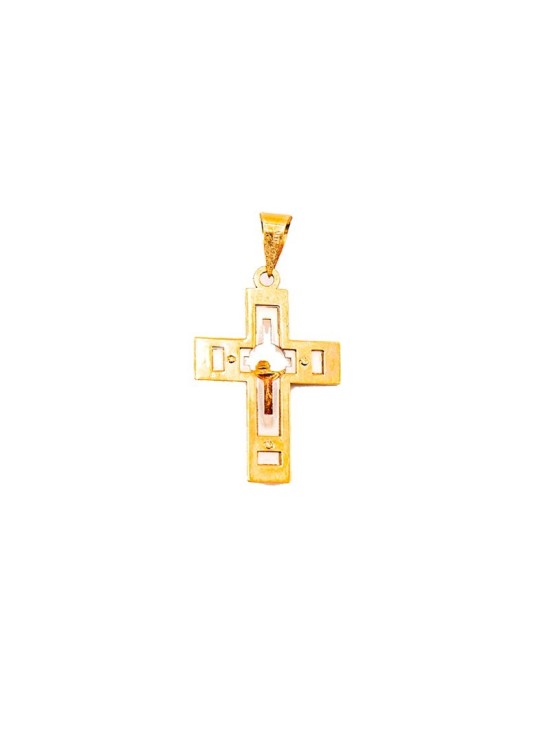 Cruz Plana Calada con Cristo Oro 18K 01550069 | Joyería Parejo