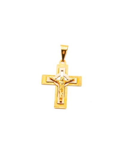 Cruz Plana Calada con Cristo Oro 18K 01550069 | Joyería Parejo