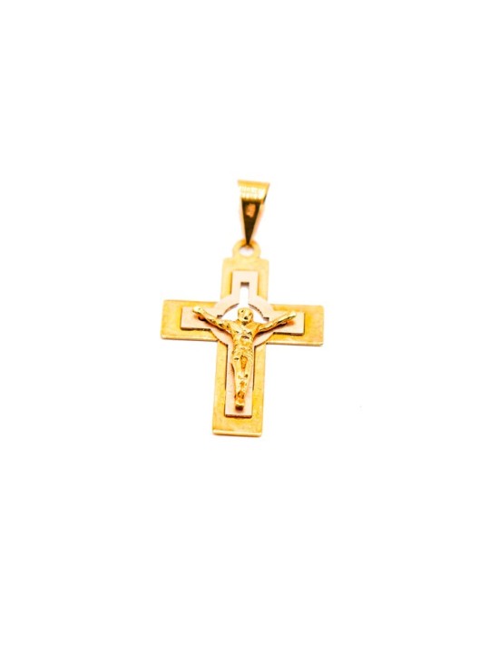 Cruz Plana Calada con Cristo Oro 18K 01550069 | Joyería Parejo