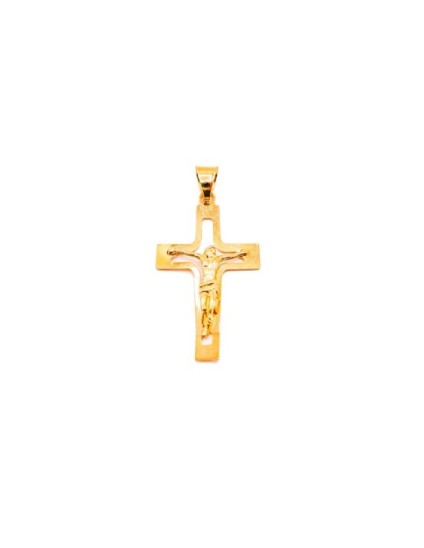 Cruz Plana Calada con Cristo Oro 18K FB0130 | Joyería Parejo