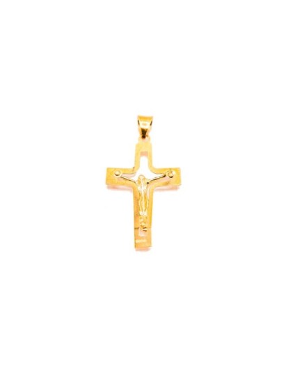 Cruz Plana Calada con Cristo Oro 18K FB0130 | Joyería Parejo