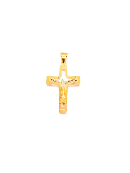 Cruz Plana Calada con Cristo Oro 18K FB0130 | Joyería Parejo