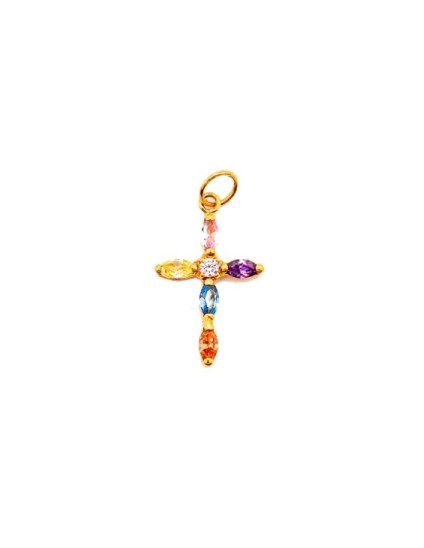 Cruz Circonitas de Colores Oro 18K C241/4207/12 | Joyería Parejo