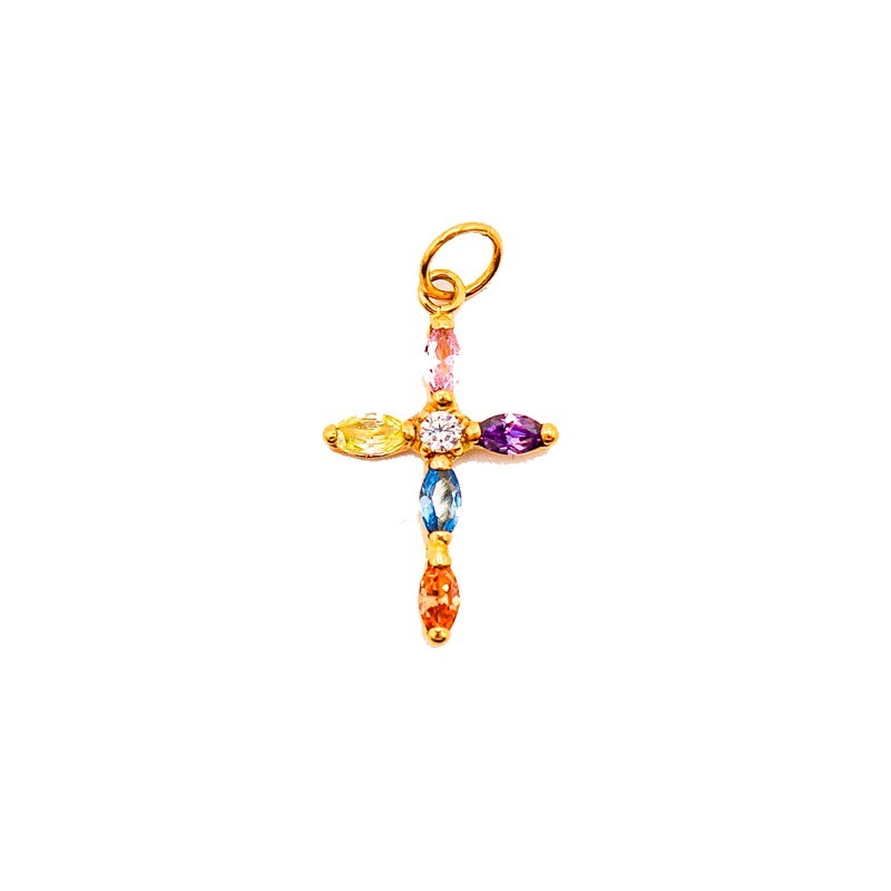 Cruz Circonitas de Colores Oro 18K C241/4207/12 | Joyería Parejo