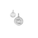 Medalla Redonda del Horóscopo Piscis Borde Tallado Plata de Ley 925 mls