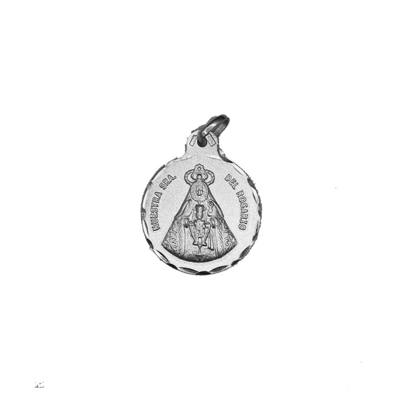 Medalla Redonda Virgen del Rosario en Plata de Ley | Joyería Parejo