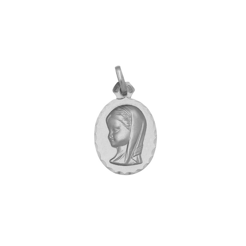 Medalla Oval Virgen Niña Rostro en Plata de Ley | Joyería Parejo