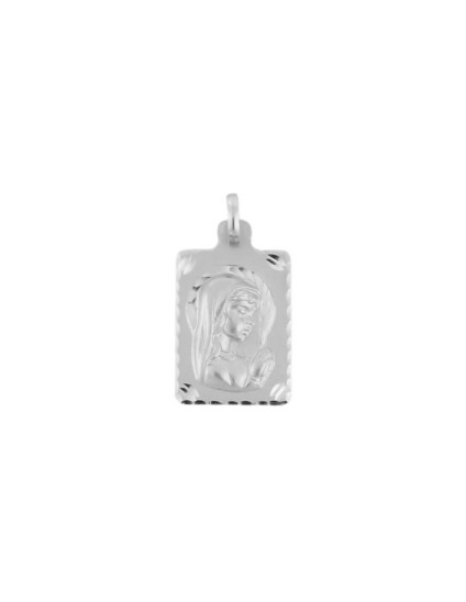 Medalla Rectangular Virgen Niña en Plata de Ley | Joyería Parejo