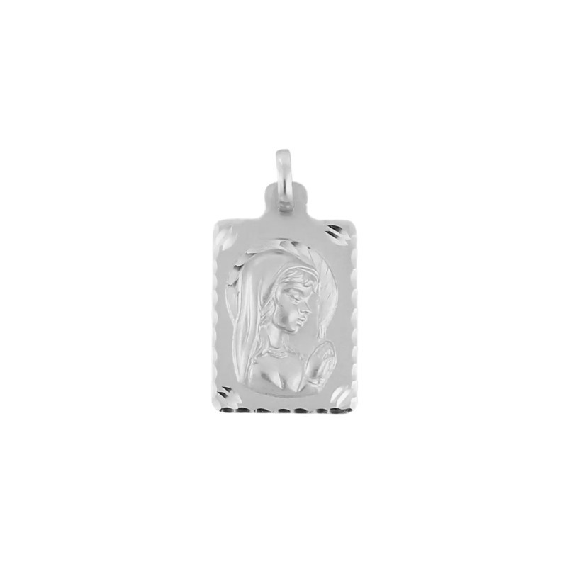 Medalla Rectangular Virgen Niña en Plata de Ley | Joyería Parejo