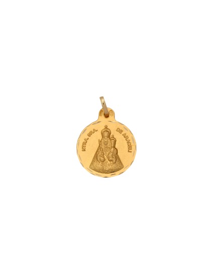 Medalla Redonda de la Virgen de Araceli de Lucena en Oro 18k