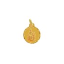 Medalha Redonda de Santa Ana em Ouro 18k de 21mm