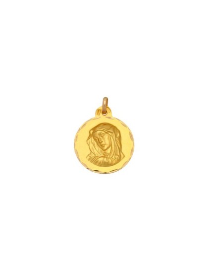Medalla Redonda de la Virgen Dolorosa en Oro 18K | Joyería Parejo