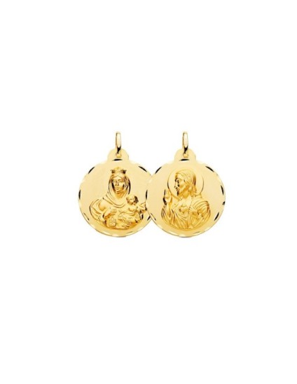 Escapulario Virgen del Carmen - Sagrado Corazón Oro | Joyería Parejo