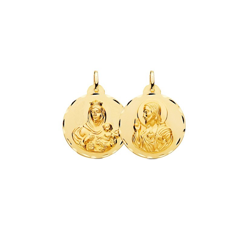 Escapulario Virgen del Carmen - Sagrado Corazón Oro | Joyería Parejo