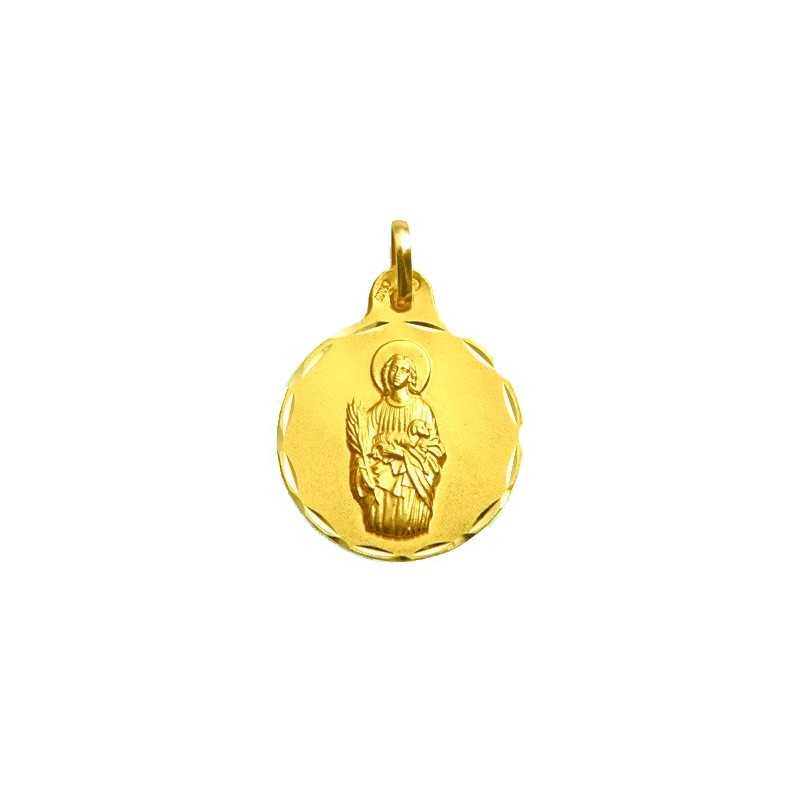 Medalla Redonda Santa Inés en Oro 18K | Joyería Parejo