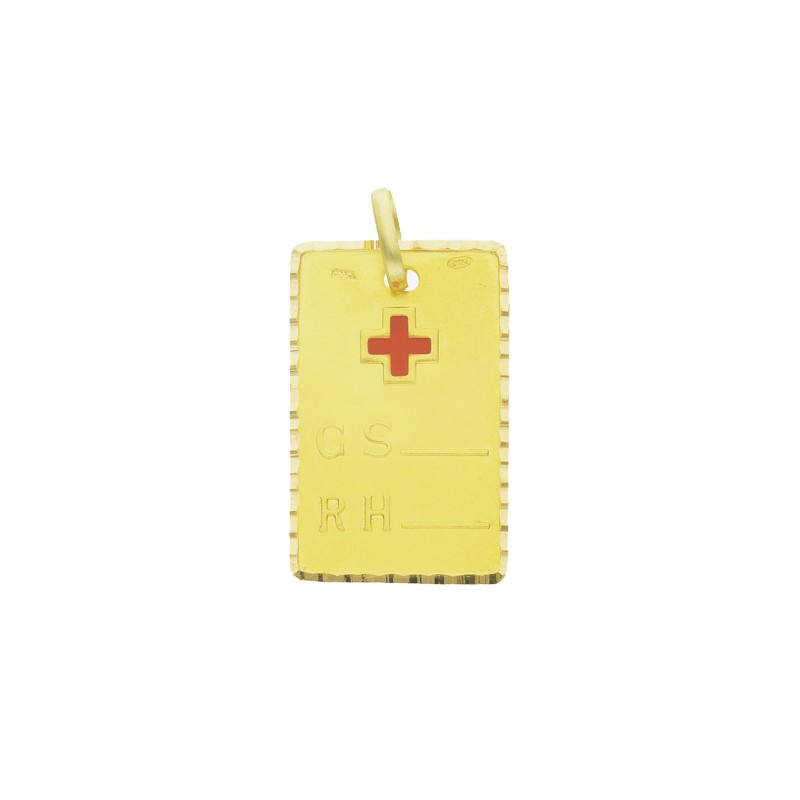 Colar Placa Alerta Médica Ouro 18k Personalizável